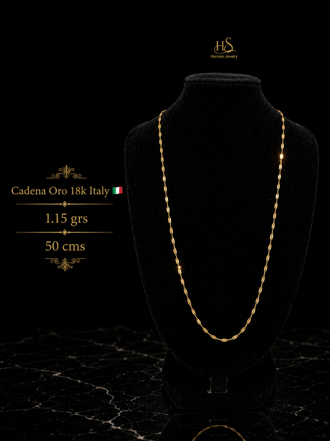 Cadena Crispeta Oro 18k Italy 20 inch